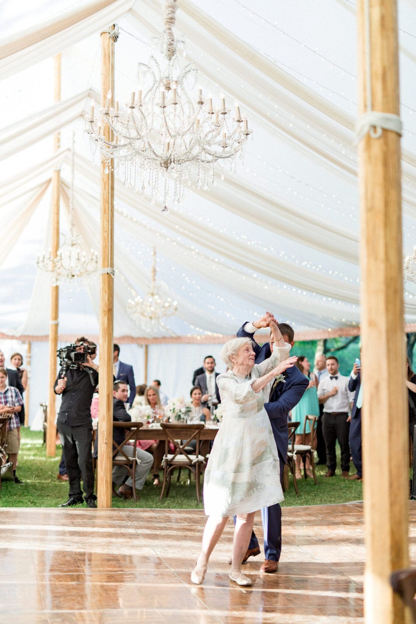 Glistening Chandelier luxury new England wedding jaclyn Watson Events